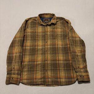 Prana Flannel Shirts Size Large Brown Corduroy Fall Lumber Outdoor Casual